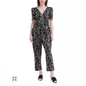 Calvin Klein Black Floral Jumpsuit Size 8 New